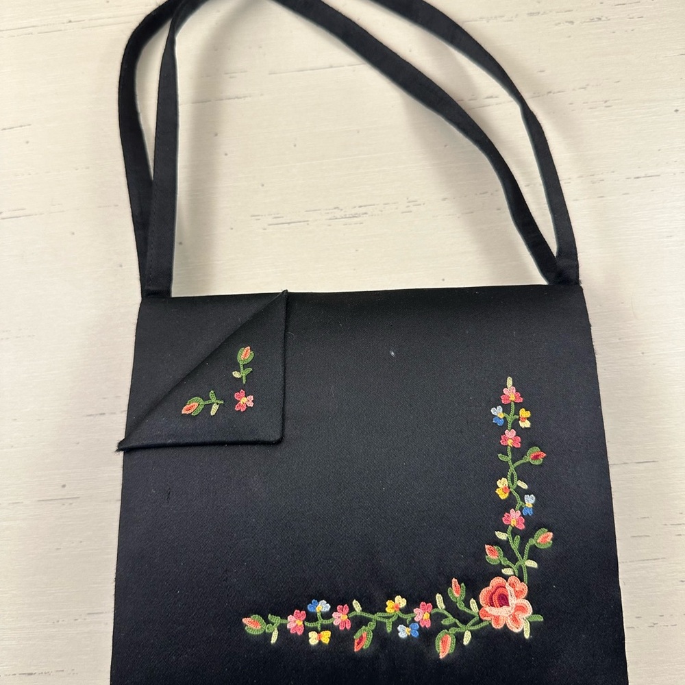 Antique vintage small black cosmetic night bag